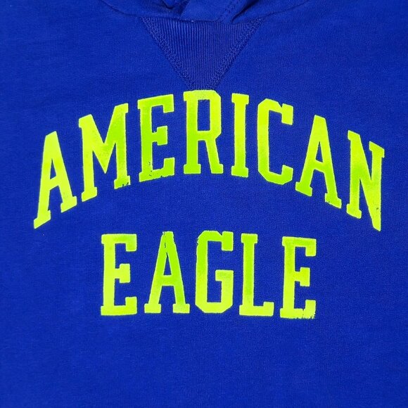 American Eagle Outfitters Blue Hoodie Sweatshirt Mens M Logo Pullover Streetwear - Picture 9 of 9